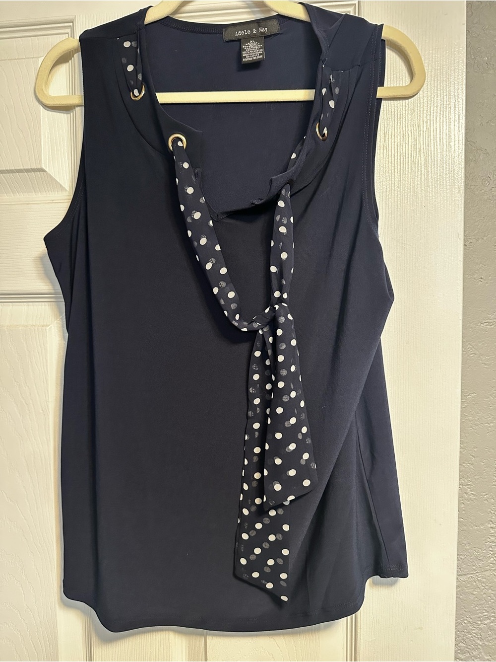 Adele & May Navy Polka-Dot Tie Tank